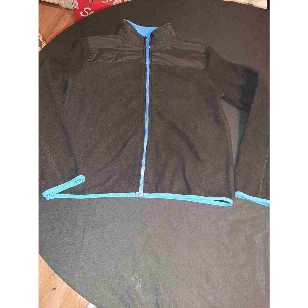 Large Aeropostale Black Blue Full Zip Fleece Jacket